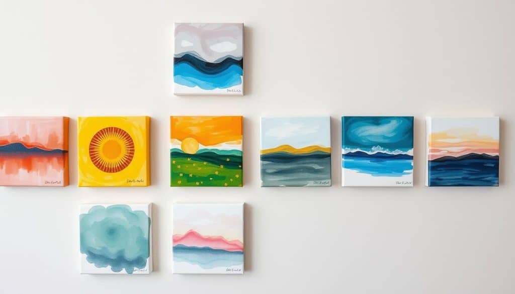 47 Easy Small Canvas Painting Ideas for Beginners 8 montage of abstract design mini canvas paintings