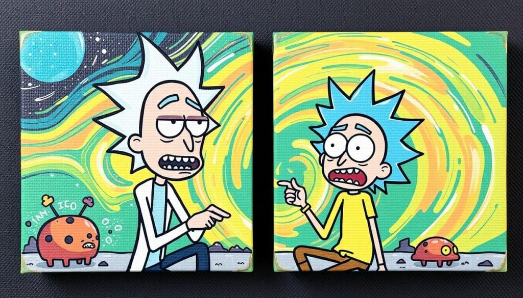 47 Easy Small Canvas Painting Ideas for Beginners 18 rick and morty small canvas painting idea cartoon paintings